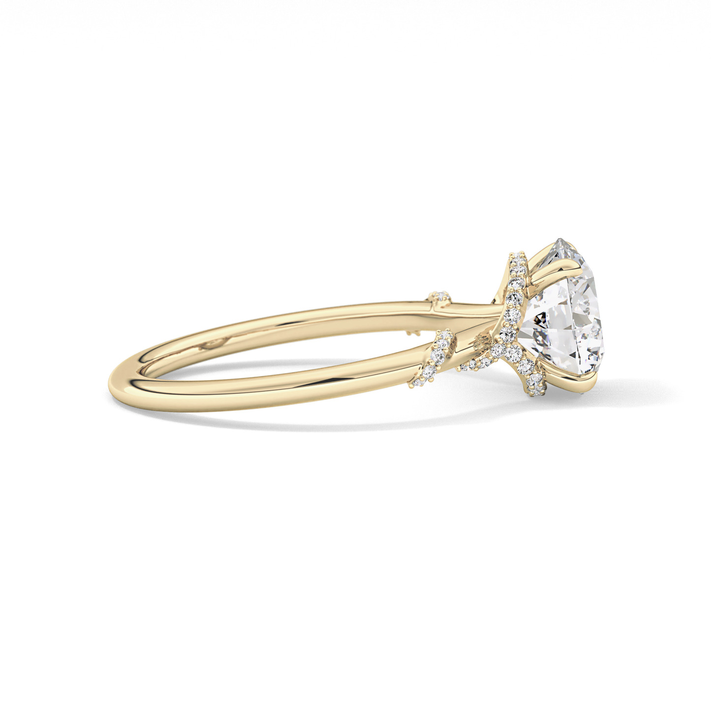 Round Hidden Halo Lab Grown Diamond Engagement Ring