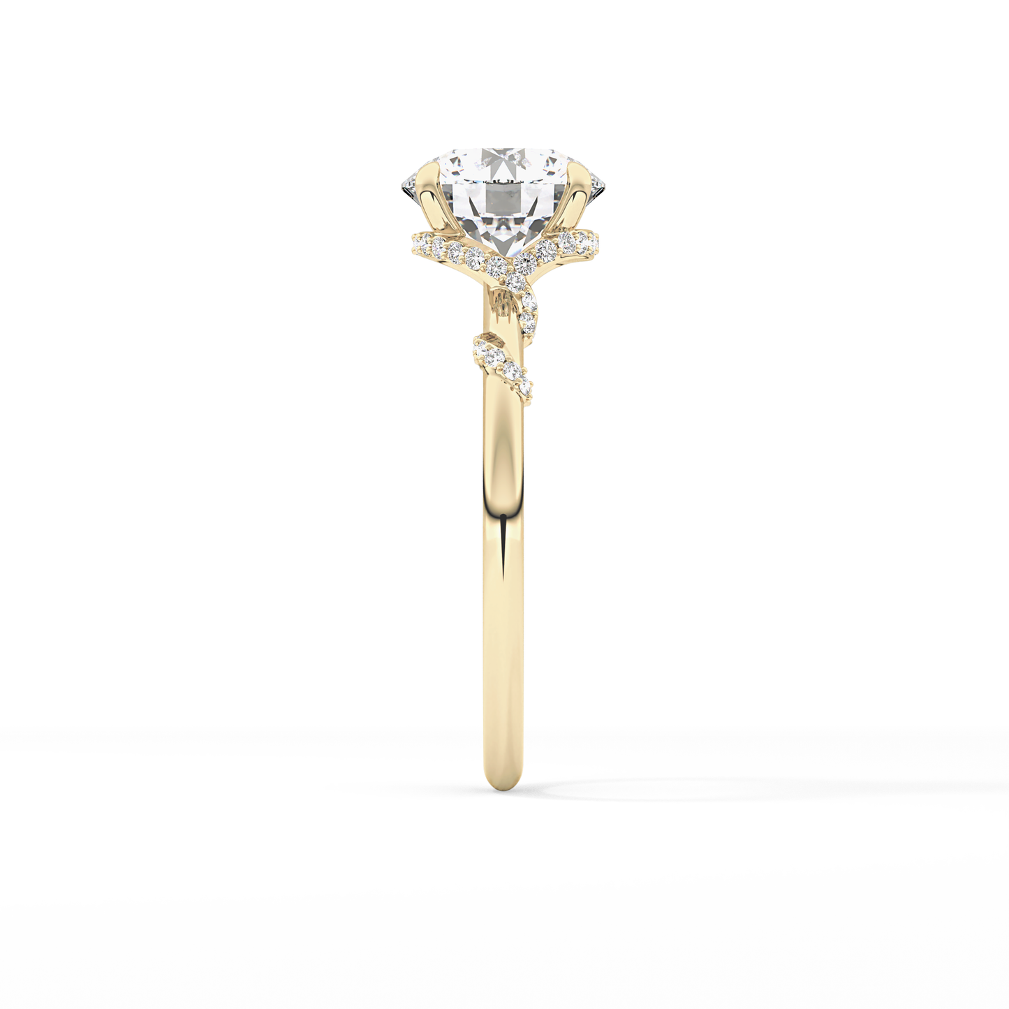 Round Hidden Halo Lab Grown Diamond Engagement Ring