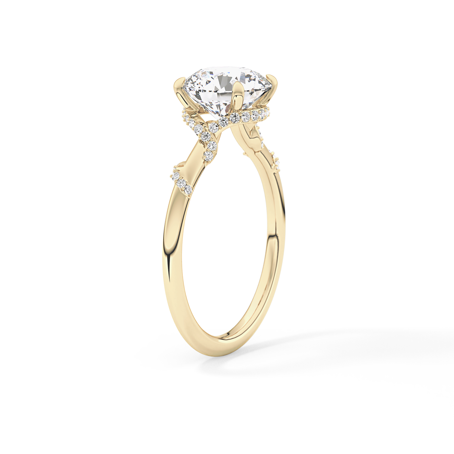Round Hidden Halo Lab Grown Diamond Engagement Ring