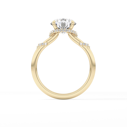 Round Hidden Halo Lab Grown Diamond Engagement Ring