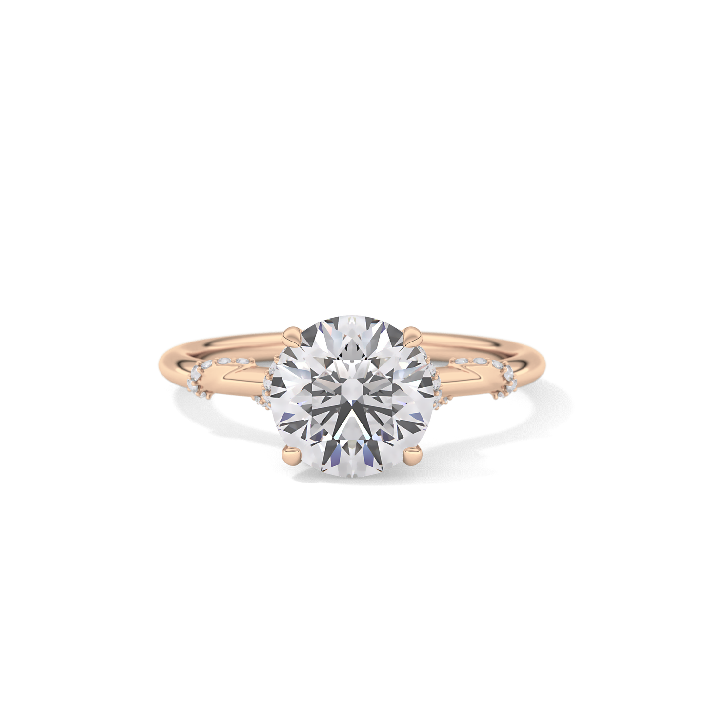 Round Hidden Halo Lab Grown Diamond Engagement Ring