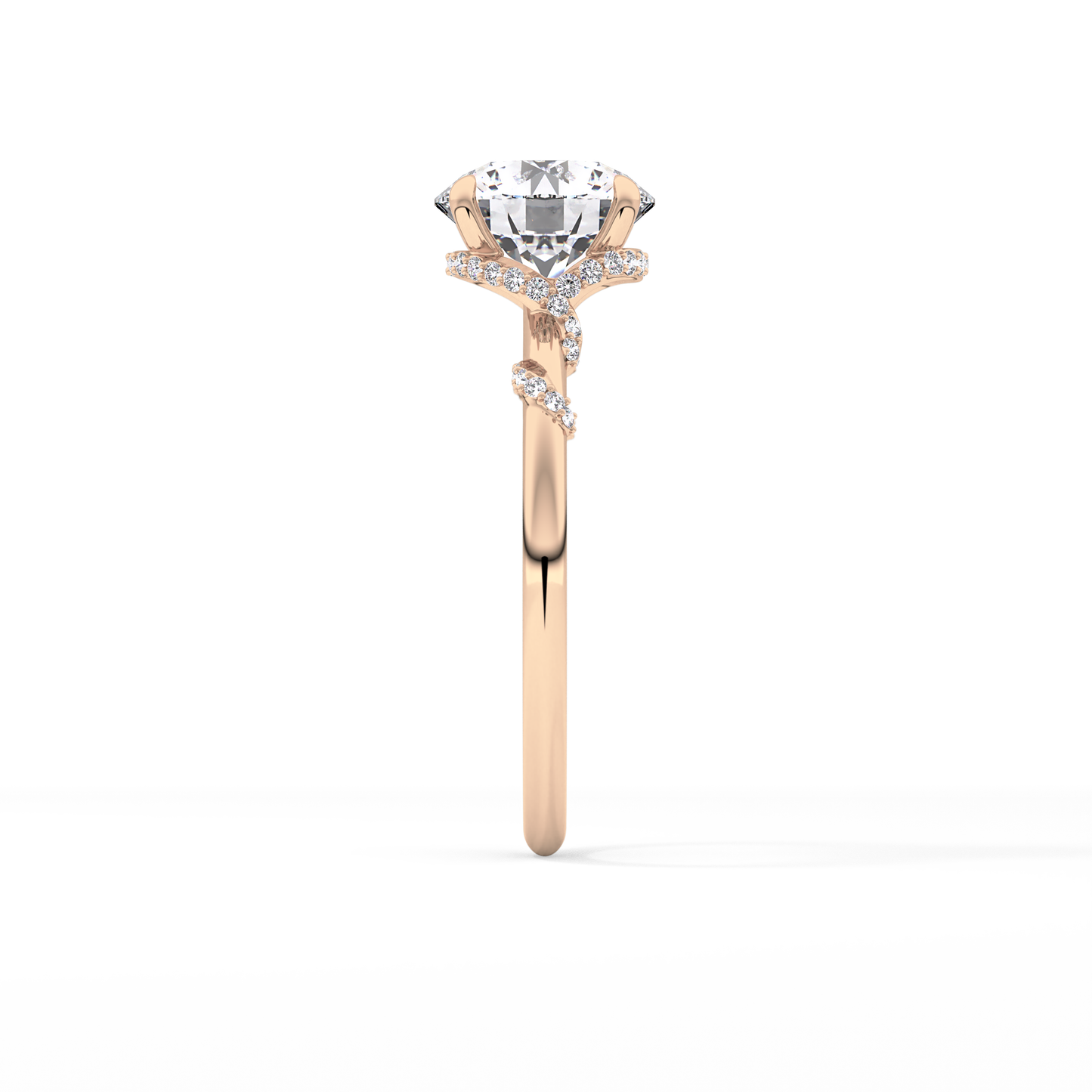 Round Hidden Halo Lab Grown Diamond Engagement Ring
