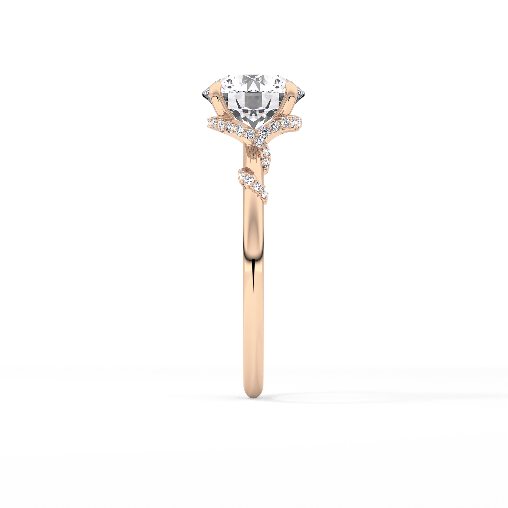 Round Hidden Halo Lab Grown Diamond Engagement Ring