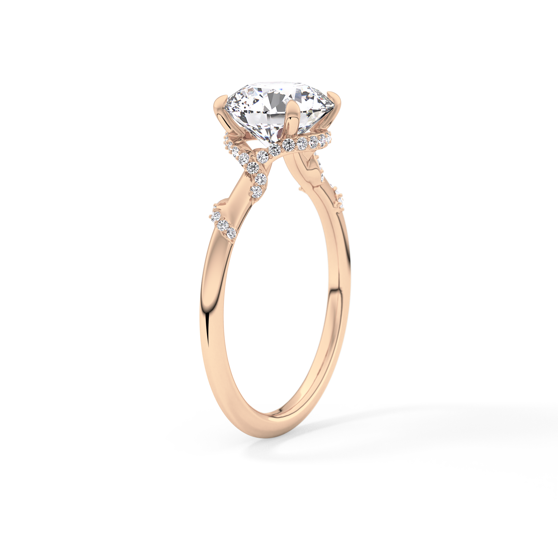 Round Hidden Halo Lab Grown Diamond Engagement Ring