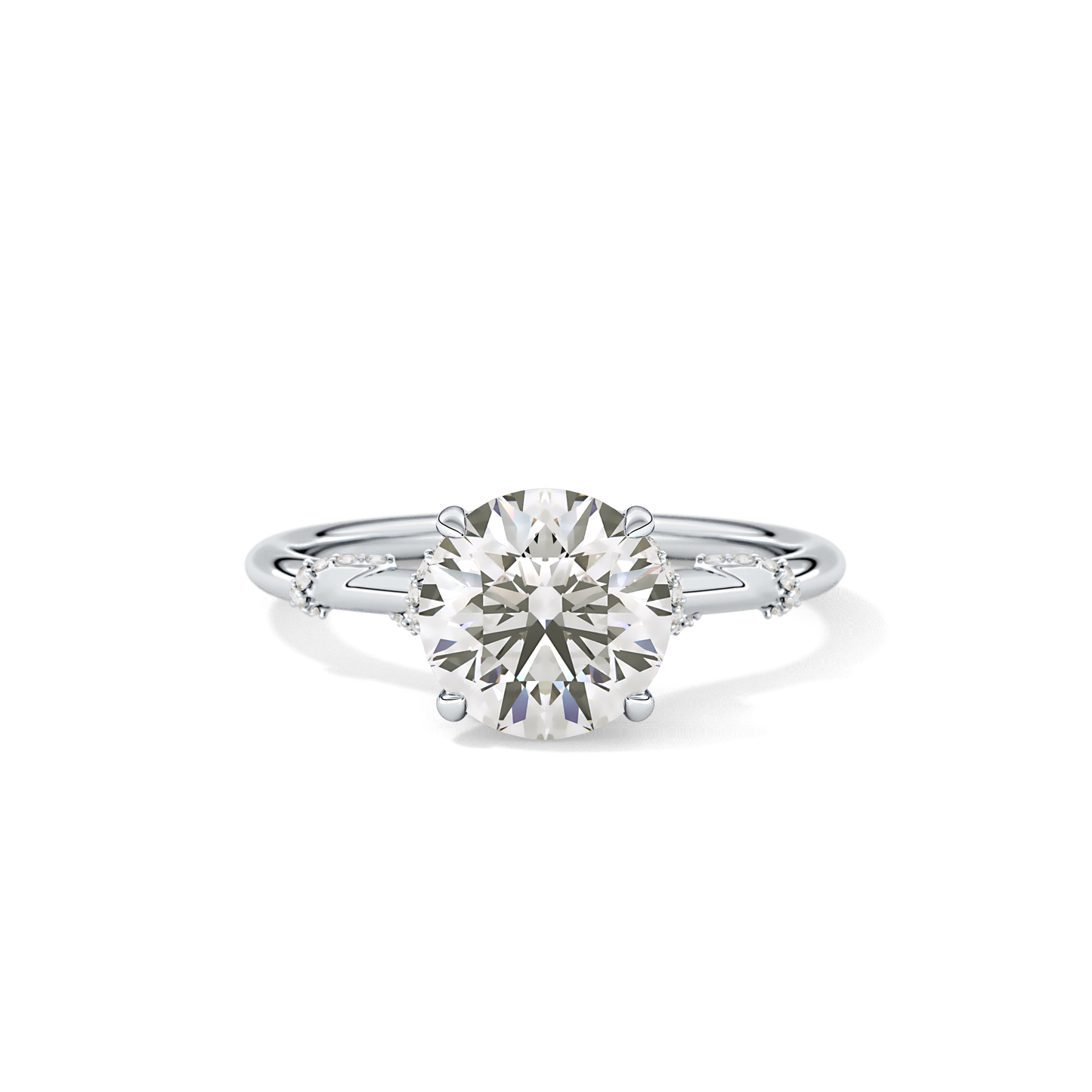 Round Hidden Halo Lab Grown Diamond Engagement Ring