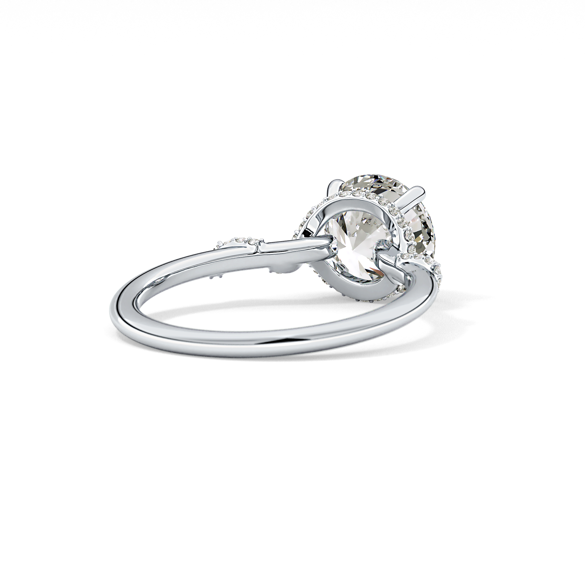 Round Hidden Halo Lab Grown Diamond Engagement Ring