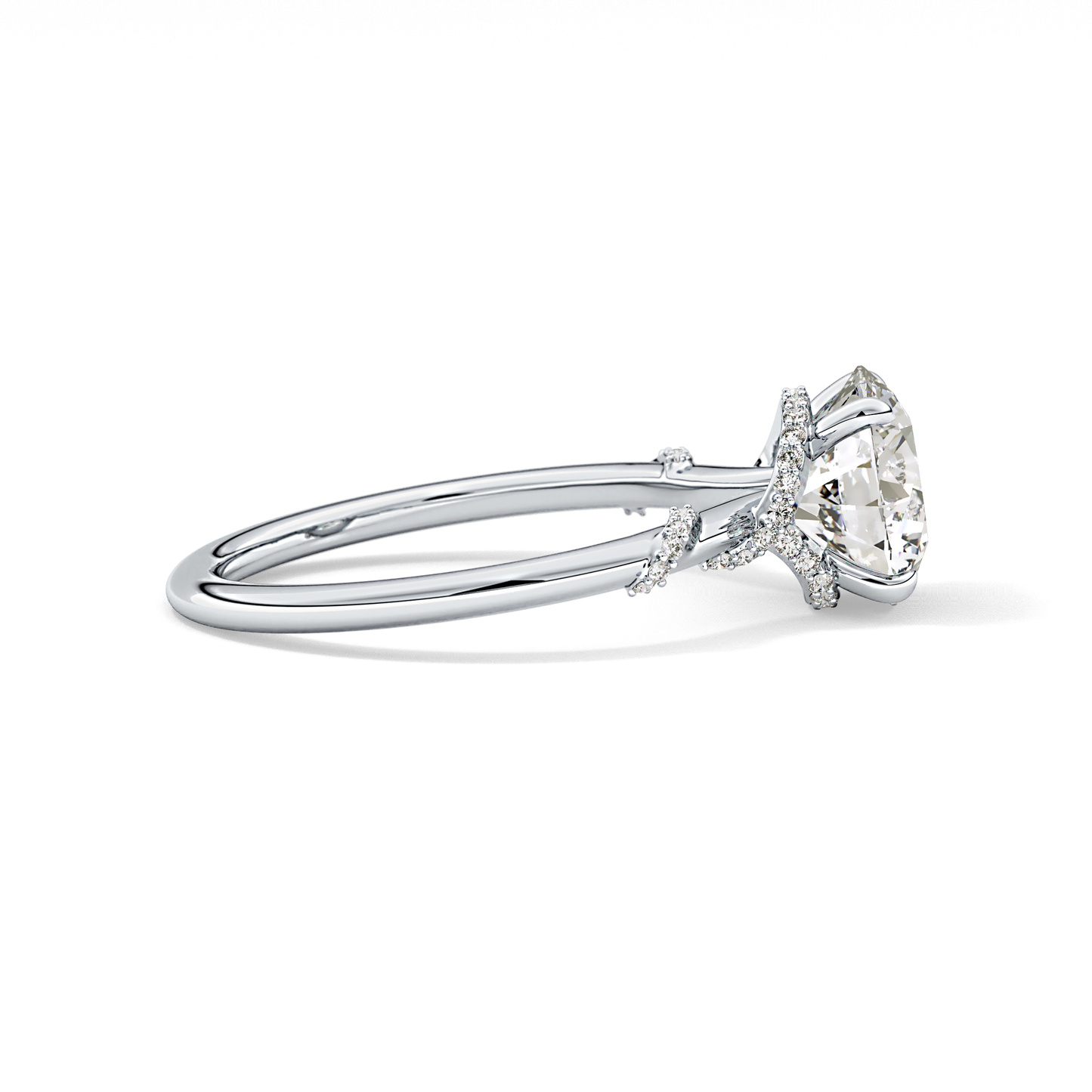 Round Hidden Halo Lab Grown Diamond Engagement Ring