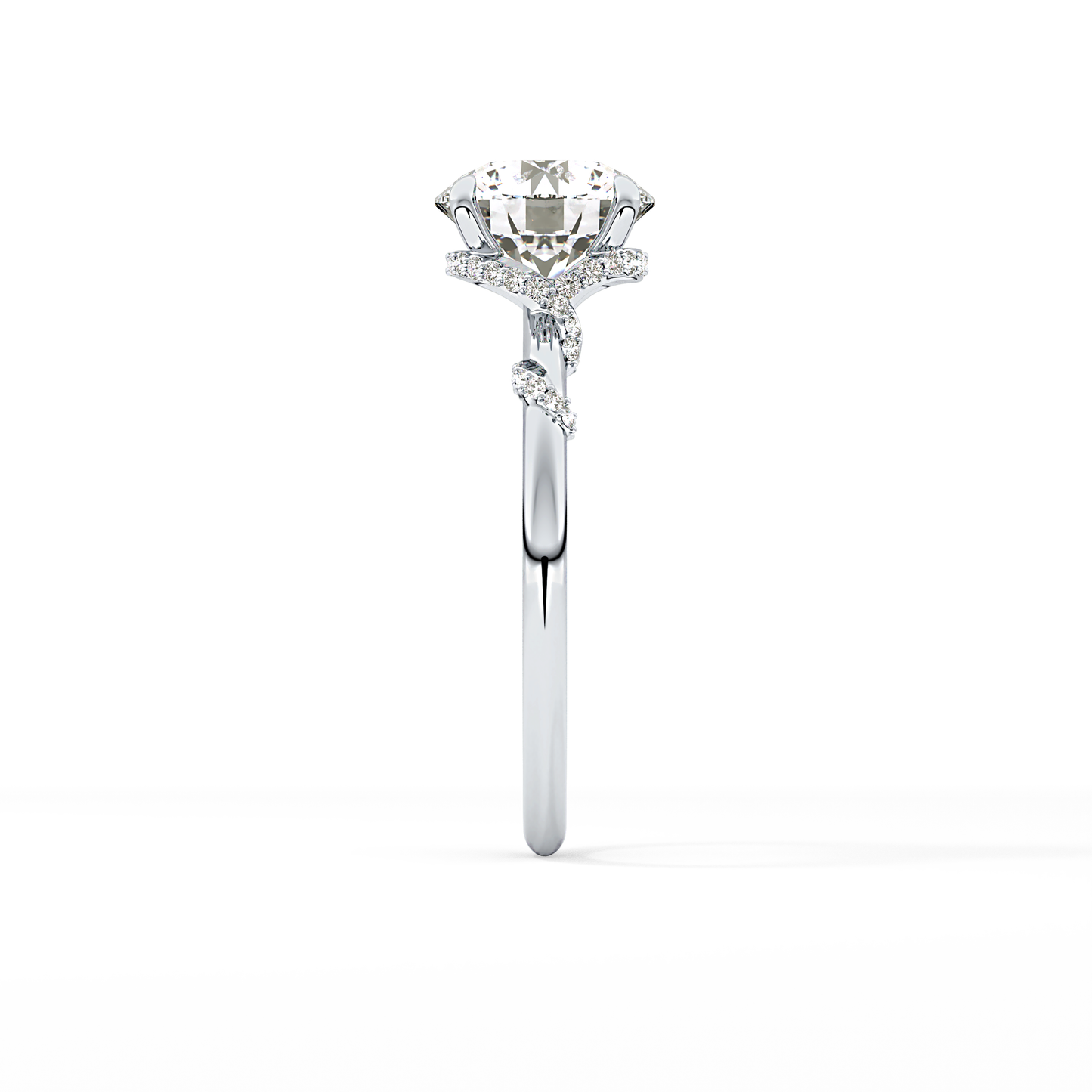 Round Hidden Halo Lab Grown Diamond Engagement Ring