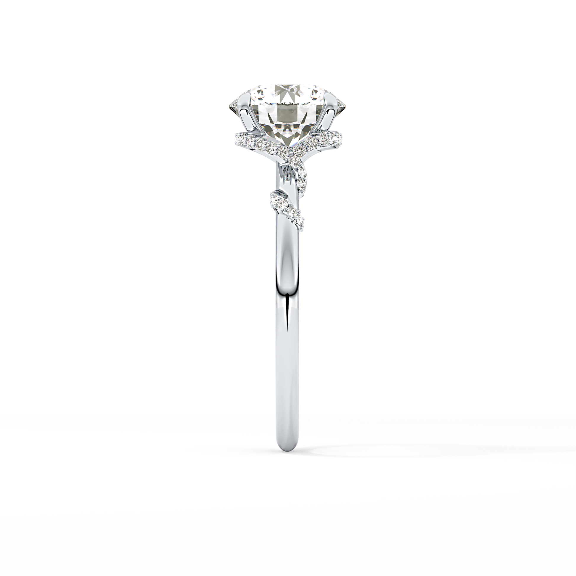 Round Hidden Halo Lab Grown Diamond Engagement Ring