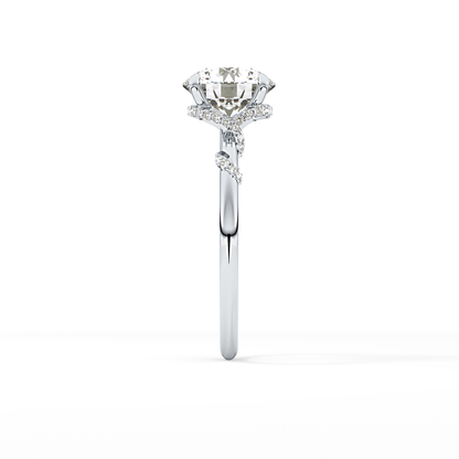 Round Hidden Halo Lab Grown Diamond Engagement Ring