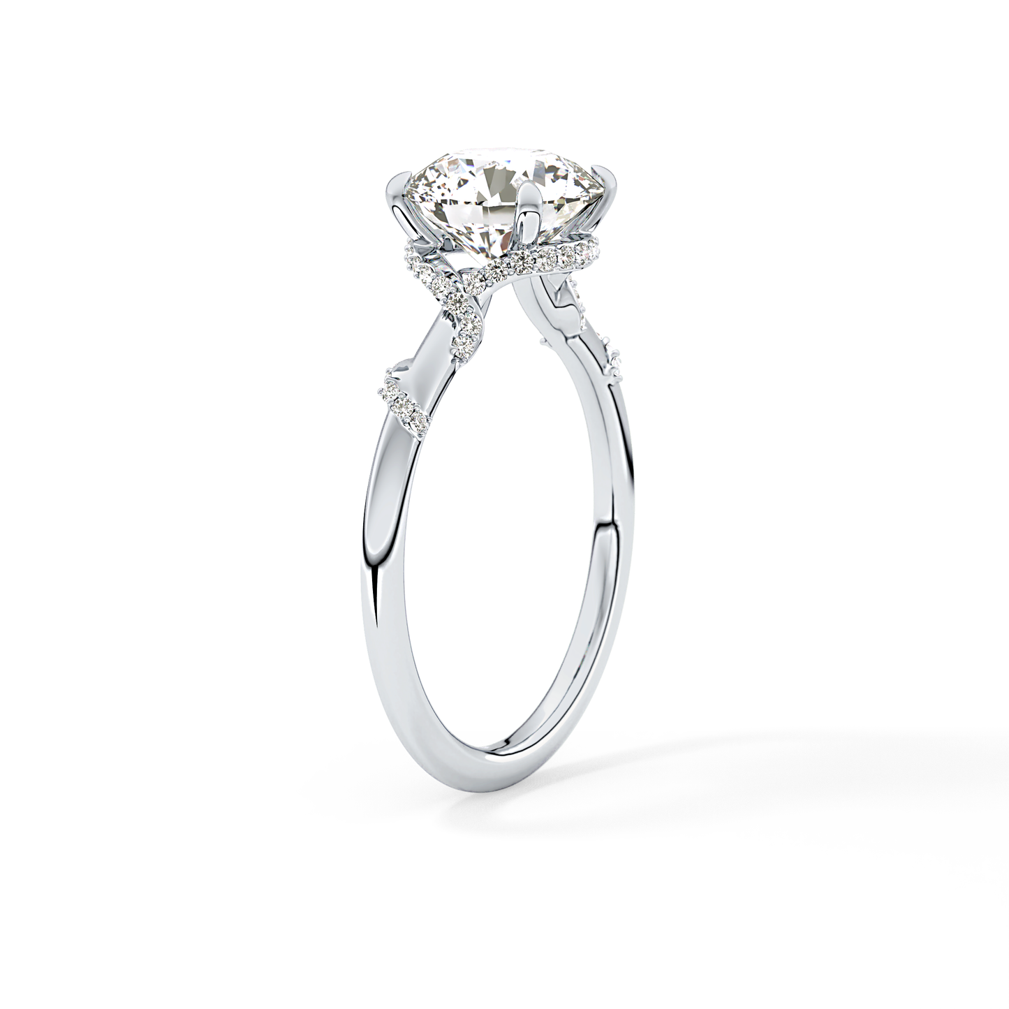 Round Hidden Halo Lab Grown Diamond Engagement Ring