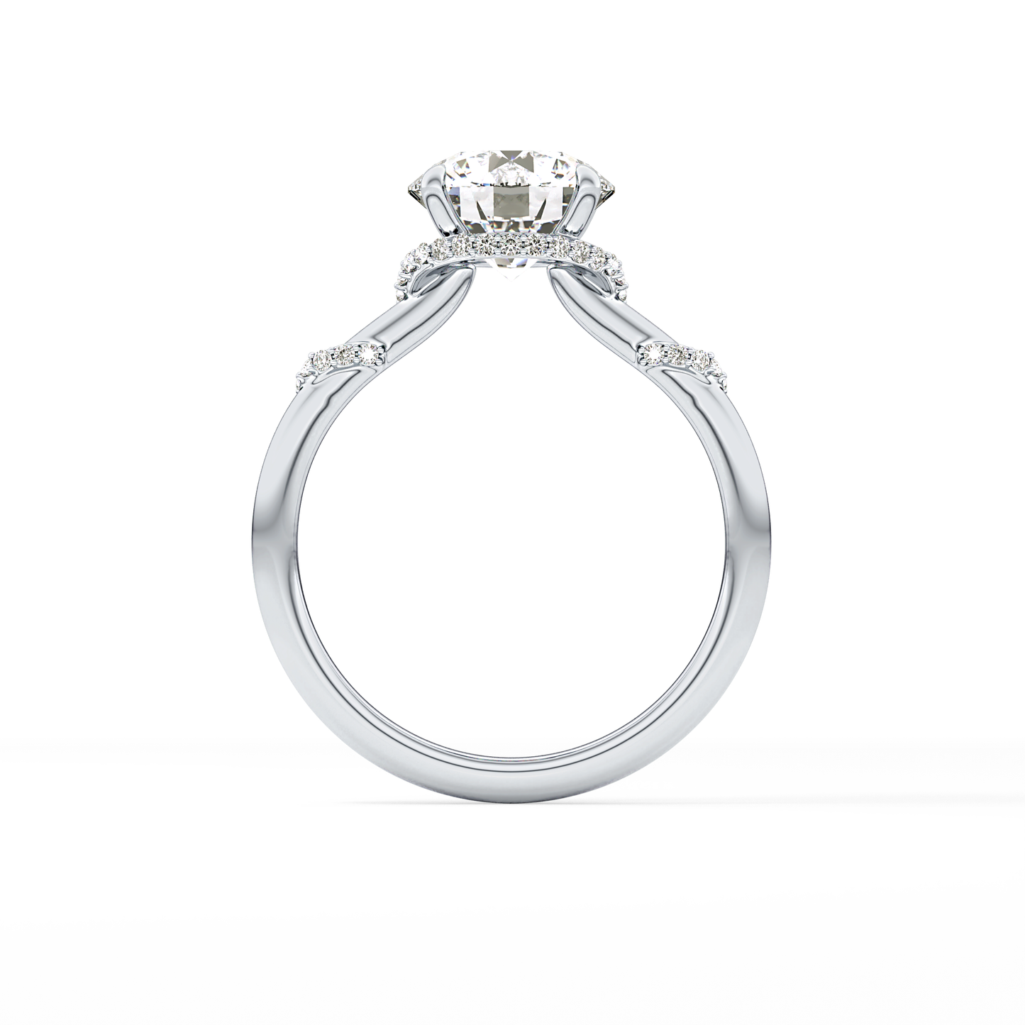 Round Hidden Halo Lab Grown Diamond Engagement Ring