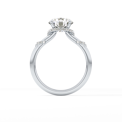 Round Hidden Halo Lab Grown Diamond Engagement Ring