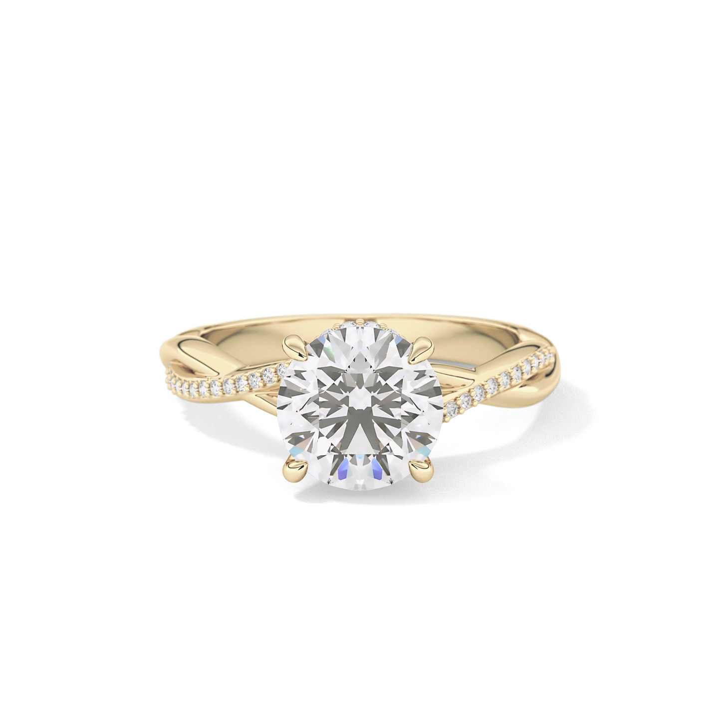 Round Hidden Halo & Pave Lab Grown Diamond Engagement Ring