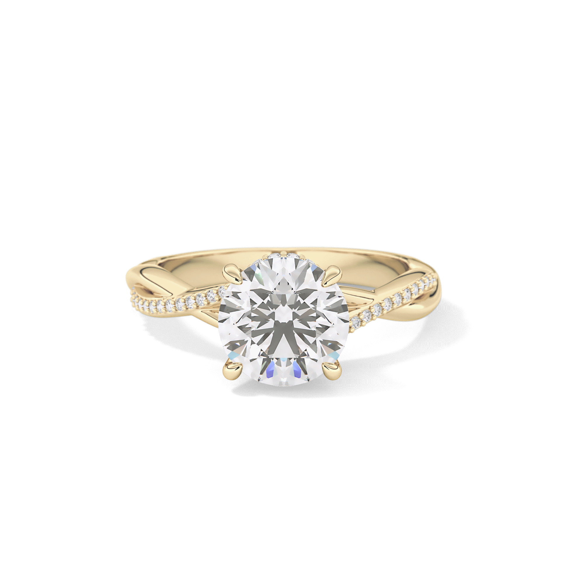 Round Hidden Halo & Pave Lab Grown Diamond Engagement Ring