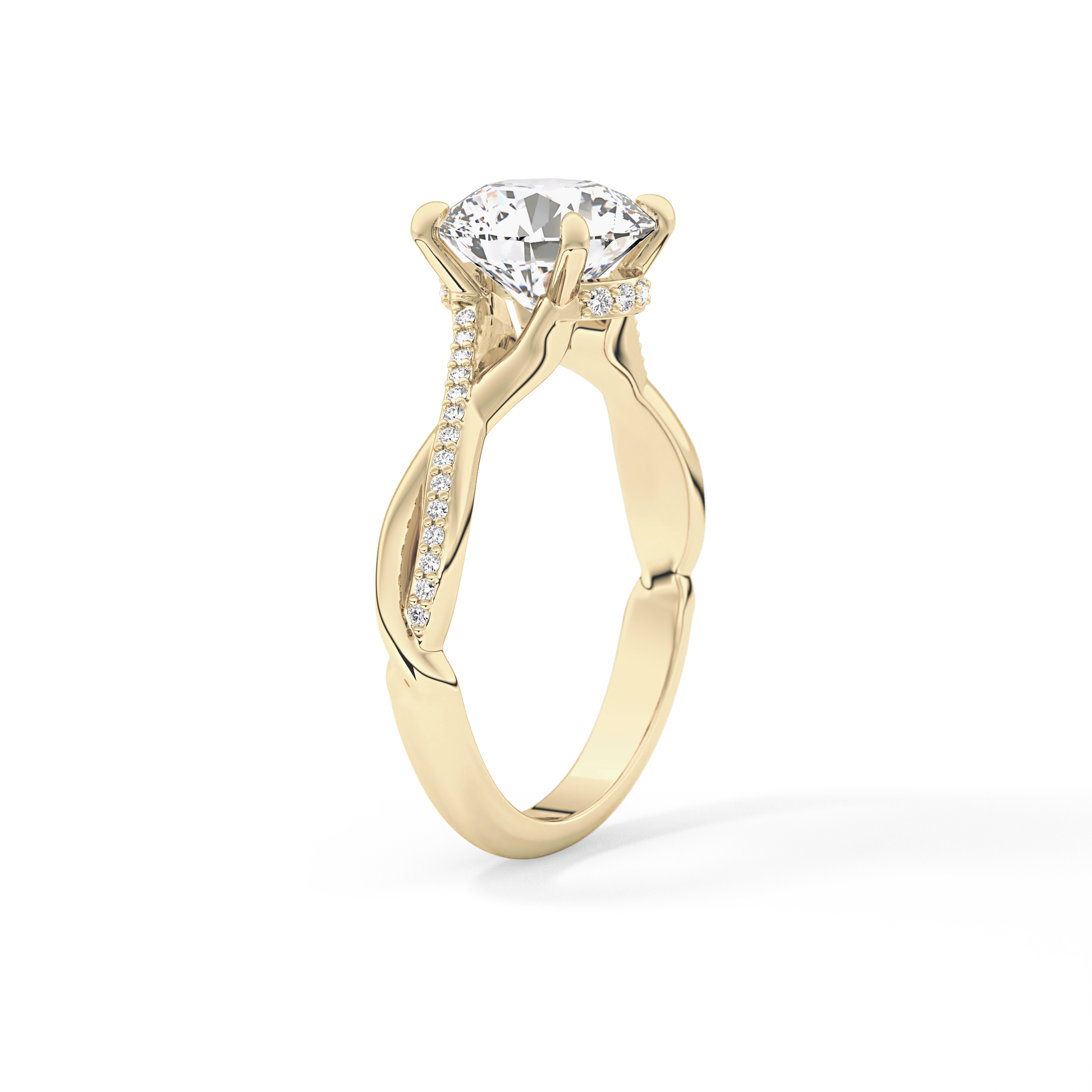 Round Hidden Halo & Pave Lab Grown Diamond Engagement Ring