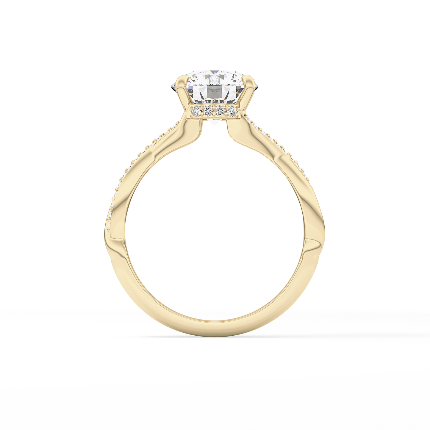 Round Hidden Halo & Pave Lab Grown Diamond Engagement Ring