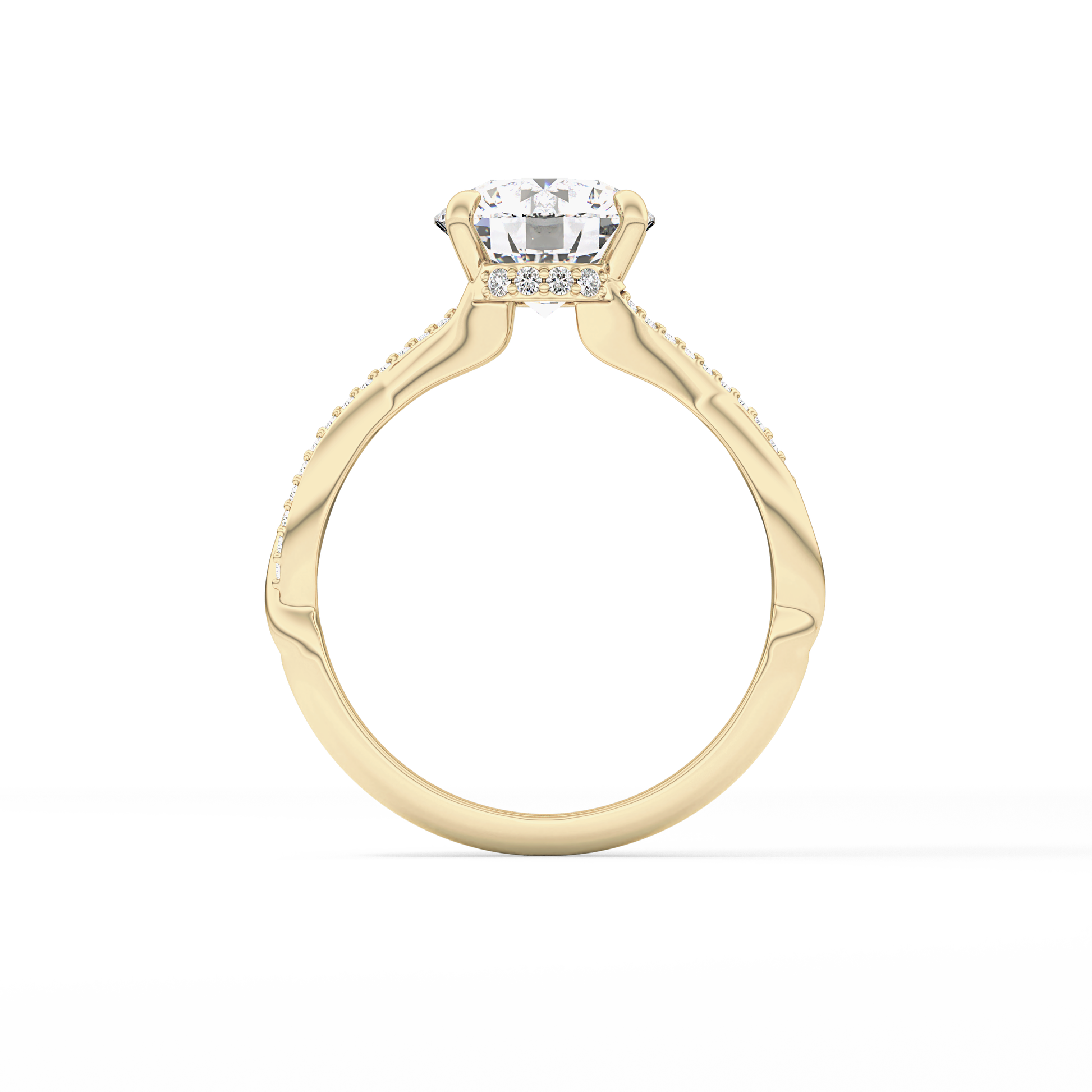 Round Hidden Halo & Pave Lab Grown Diamond Engagement Ring
