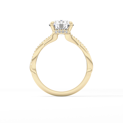 Round Hidden Halo & Pave Lab Grown Diamond Engagement Ring