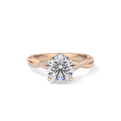 Round Hidden Halo & Pave Lab Grown Diamond Engagement Ring