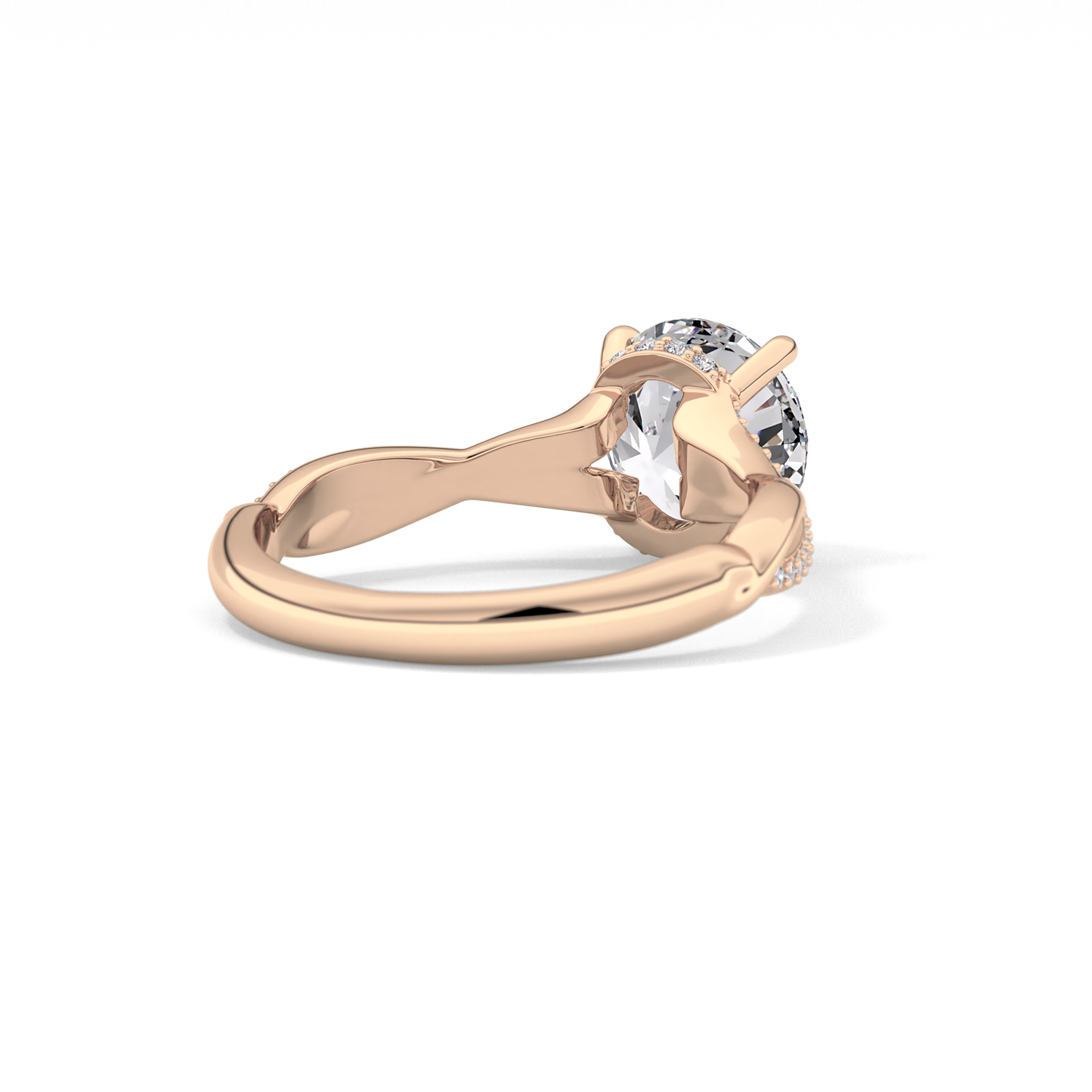 Round Hidden Halo & Pave Lab Grown Diamond Engagement Ring