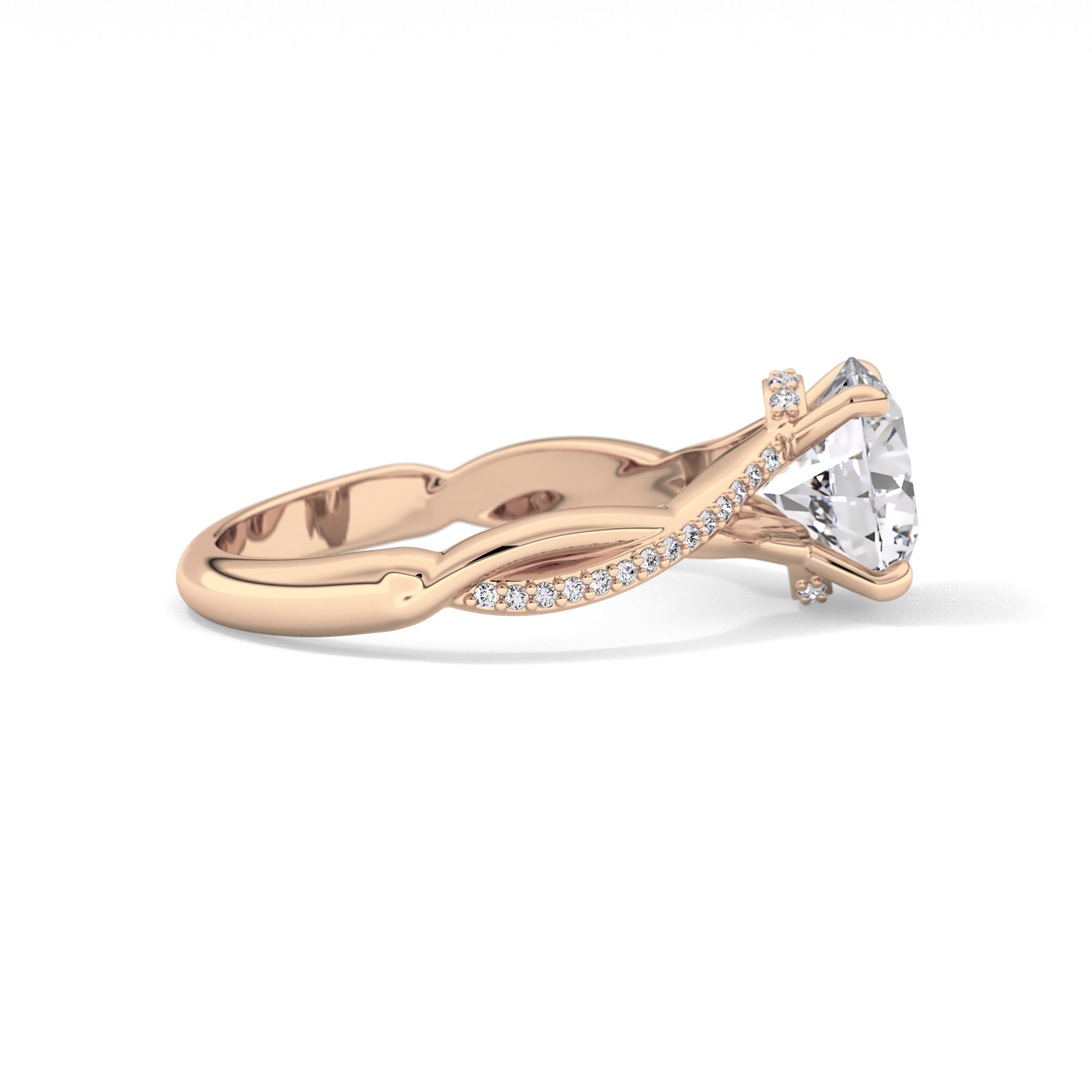 Round Hidden Halo & Pave Lab Grown Diamond Engagement Ring