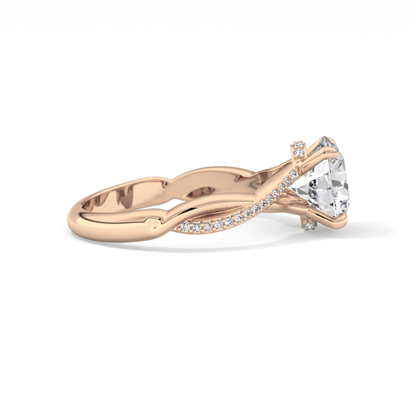Round Hidden Halo & Pave Lab Grown Diamond Engagement Ring