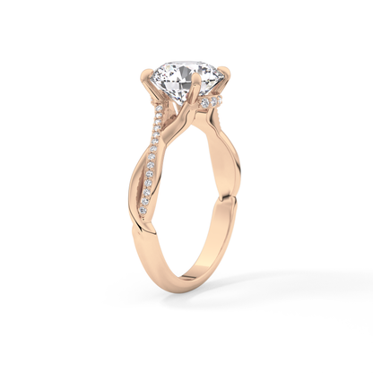 Round Hidden Halo & Pave Lab Grown Diamond Engagement Ring
