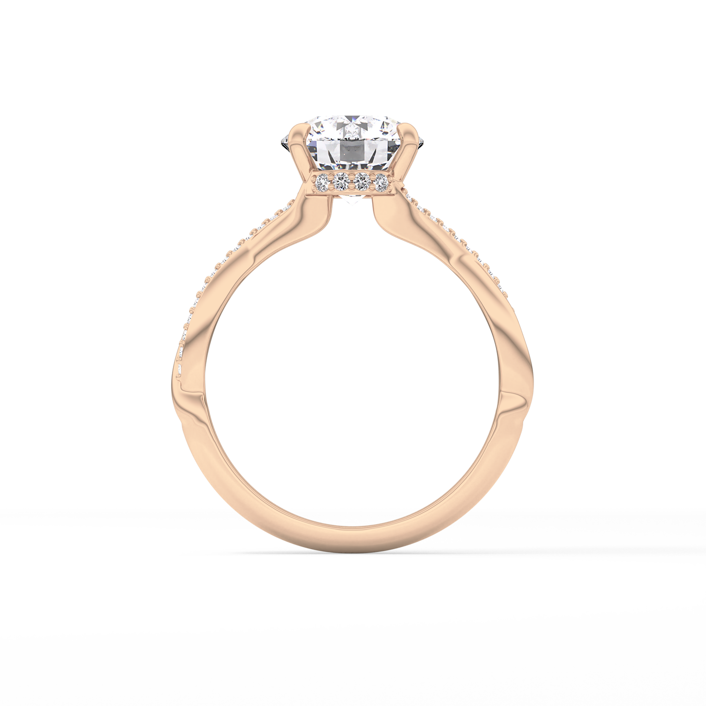 Round Hidden Halo & Pave Lab Grown Diamond Engagement Ring