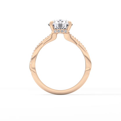 Round Hidden Halo & Pave Lab Grown Diamond Engagement Ring