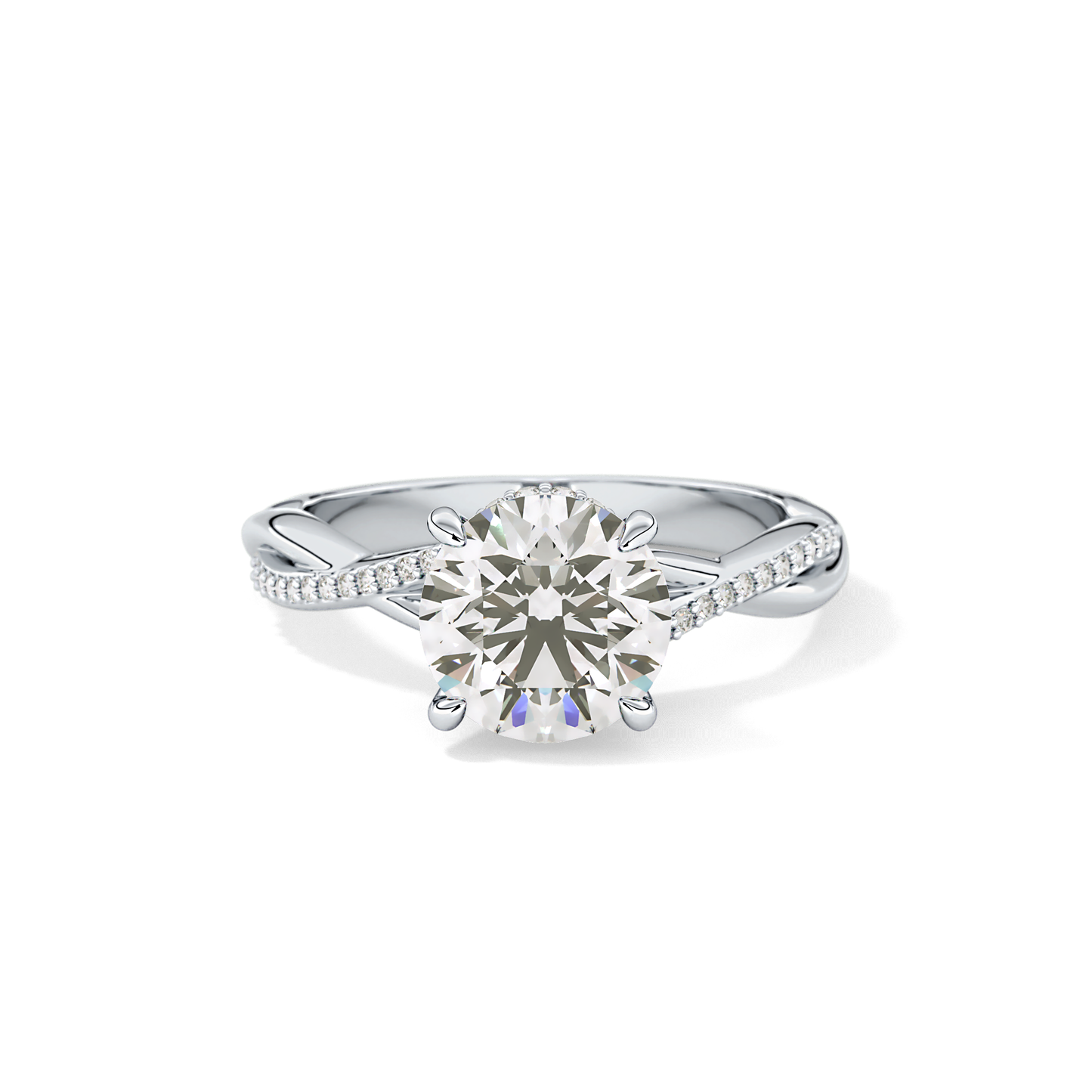 Round Hidden Halo & Pave Lab Grown Diamond Engagement Ring