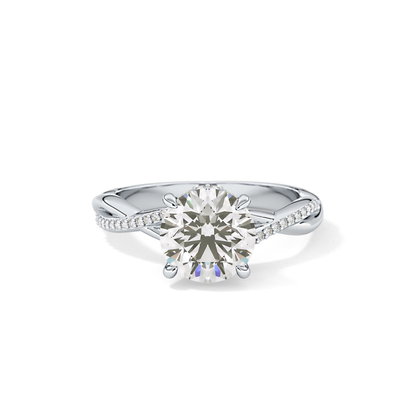 Round Hidden Halo & Pave Lab Grown Diamond Engagement Ring
