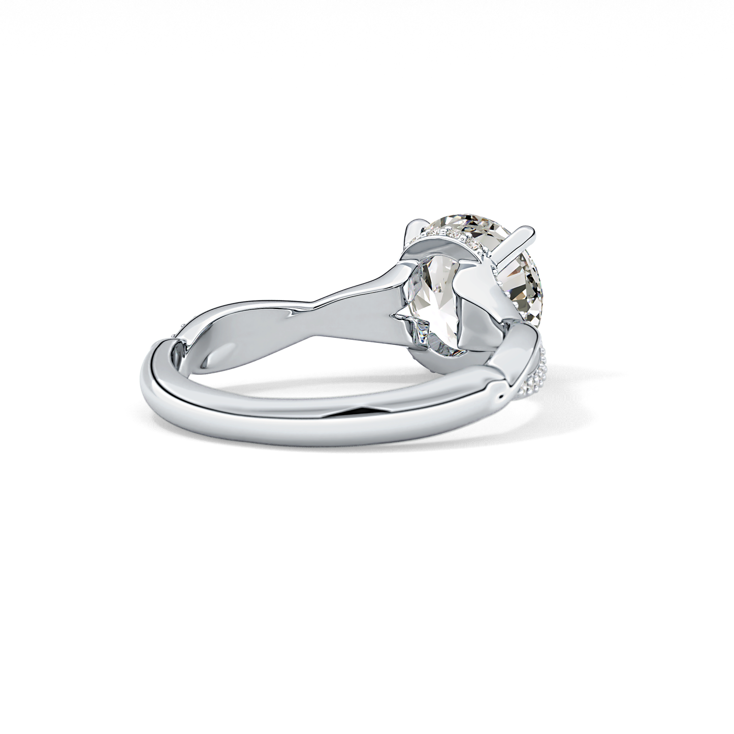 Round Hidden Halo & Pave Lab Grown Diamond Engagement Ring