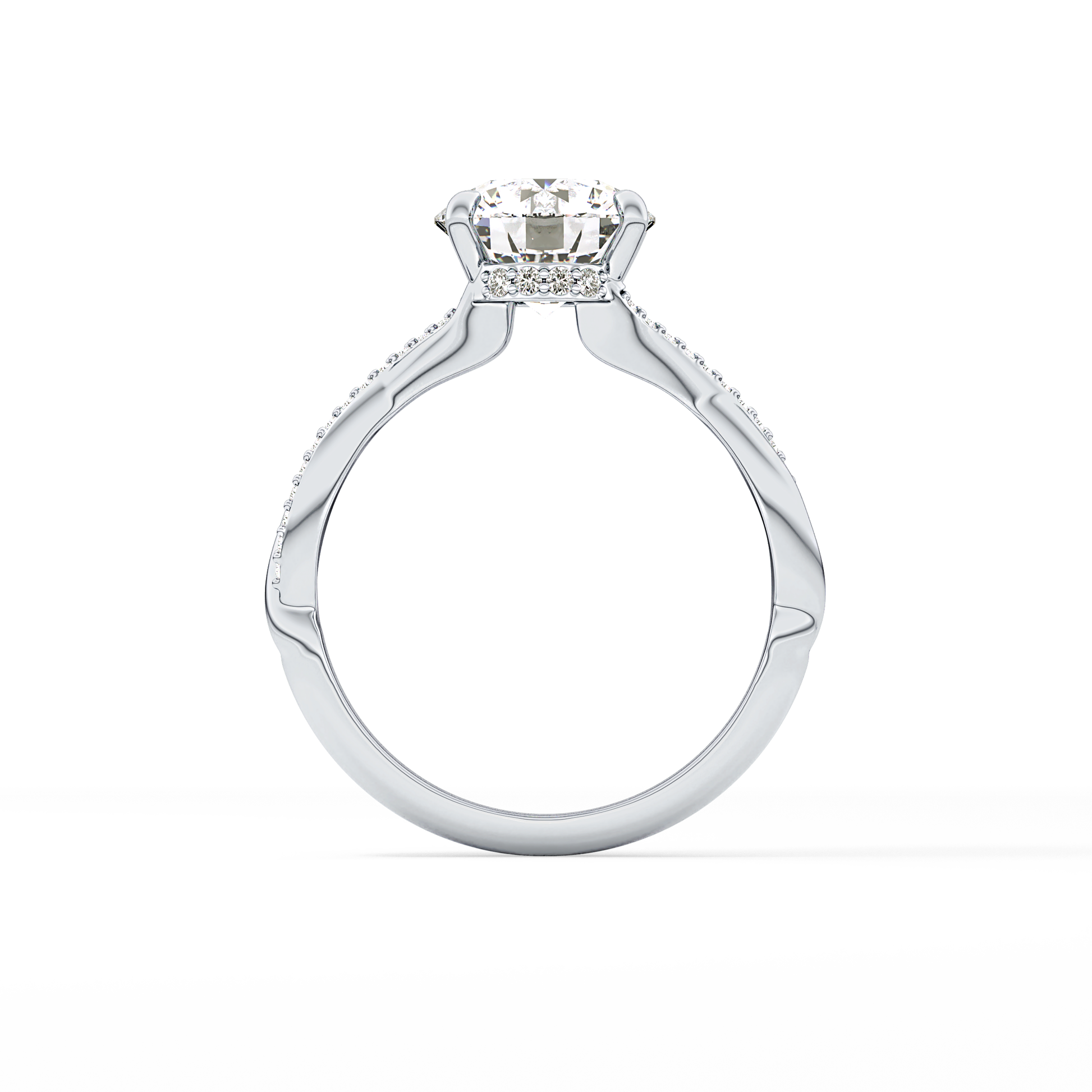 Round Hidden Halo & Pave Lab Grown Diamond Engagement Ring