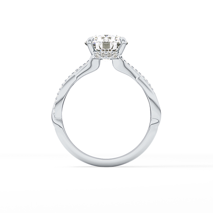 Round Hidden Halo & Pave Lab Grown Diamond Engagement Ring