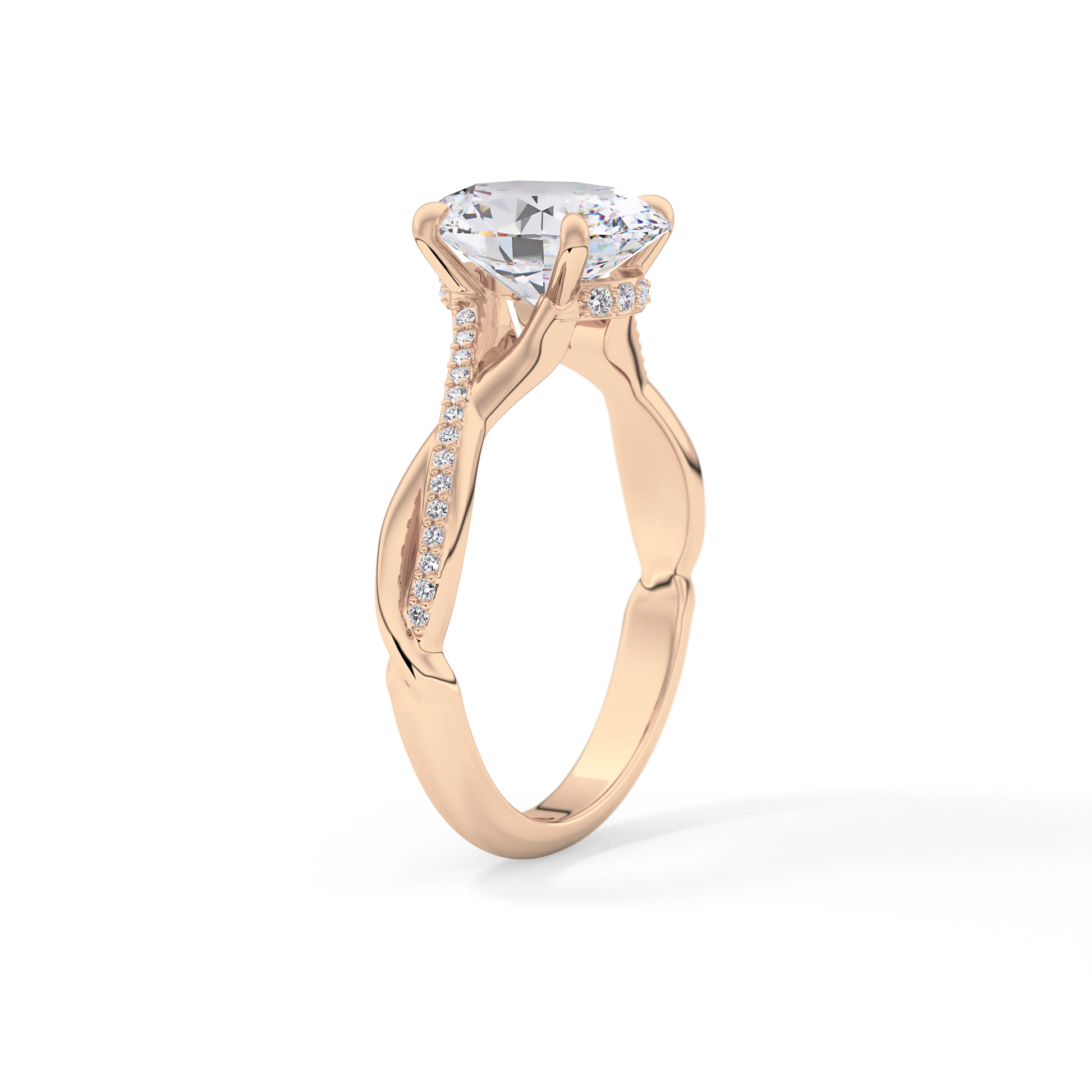 Oval Hidden Halo & Pave Lab Grown Diamond Engagement Ring