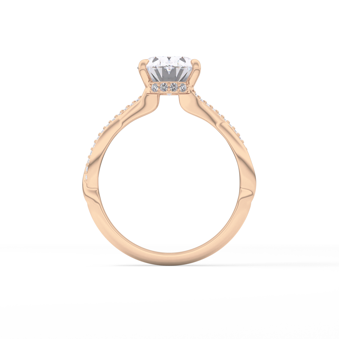 Oval Hidden Halo & Pave Lab Grown Diamond Engagement Ring