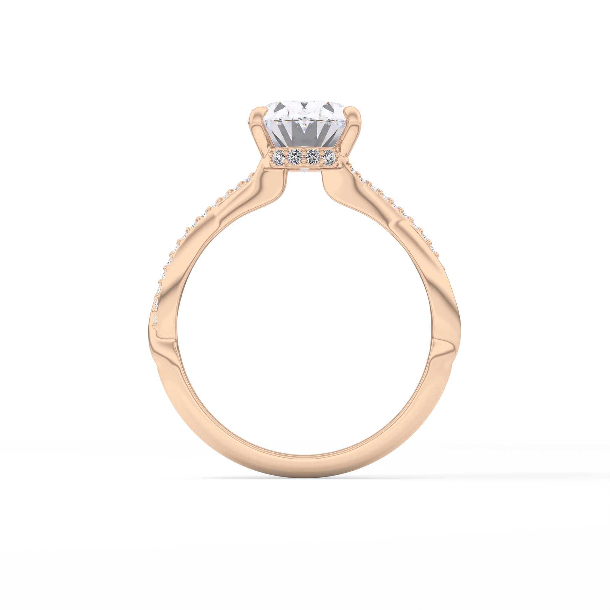Oval Hidden Halo & Pave Lab Grown Diamond Engagement Ring