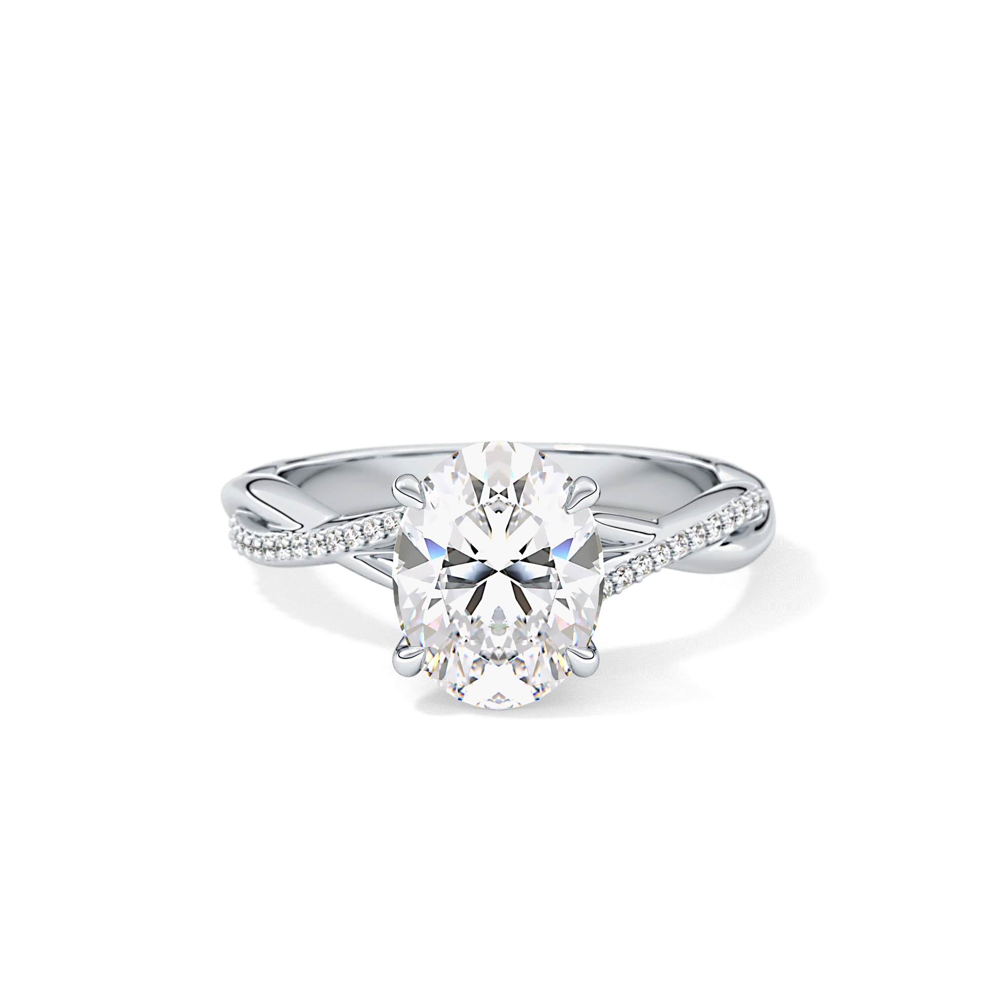 Oval Hidden Halo & Pave Lab Grown Diamond Engagement Ring