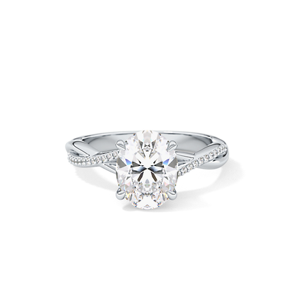 Oval Hidden Halo & Pave Lab Grown Diamond Engagement Ring