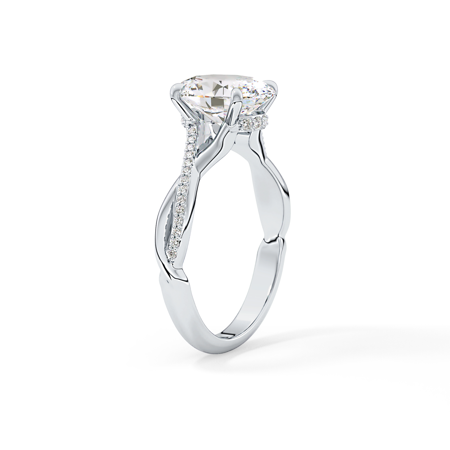 Oval Hidden Halo & Pave Lab Grown Diamond Engagement Ring