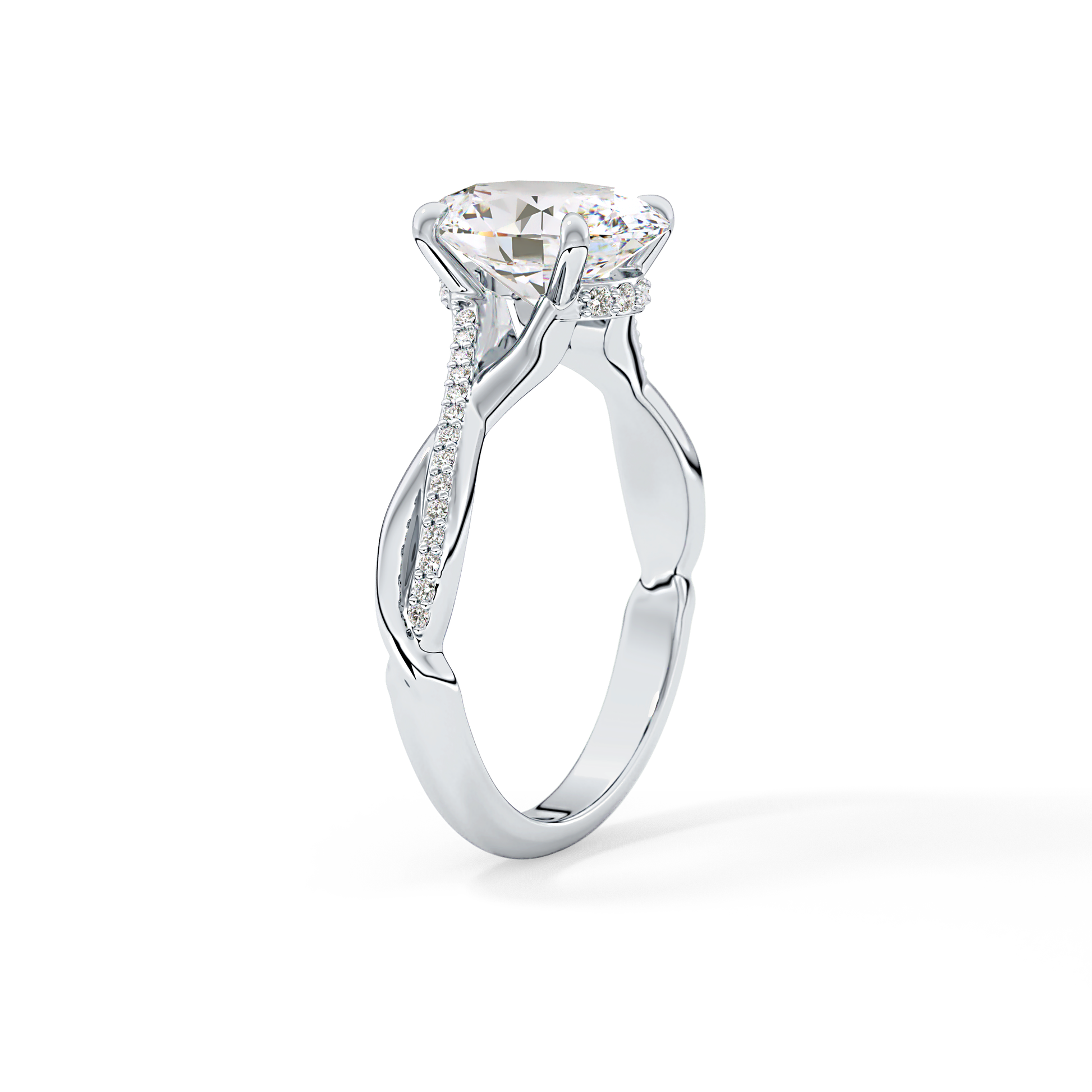 Oval Hidden Halo & Pave Lab Grown Diamond Engagement Ring