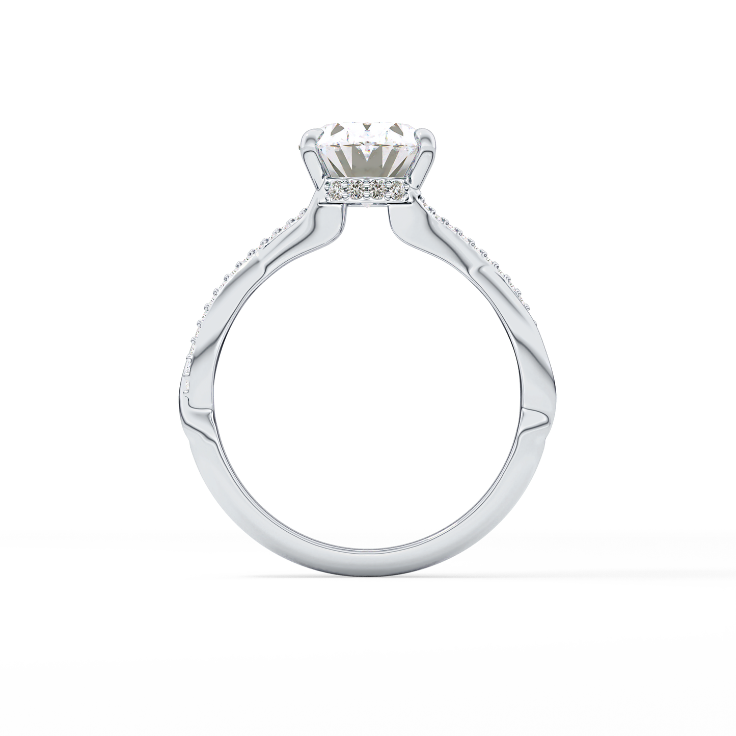 Oval Hidden Halo & Pave Lab Grown Diamond Engagement Ring