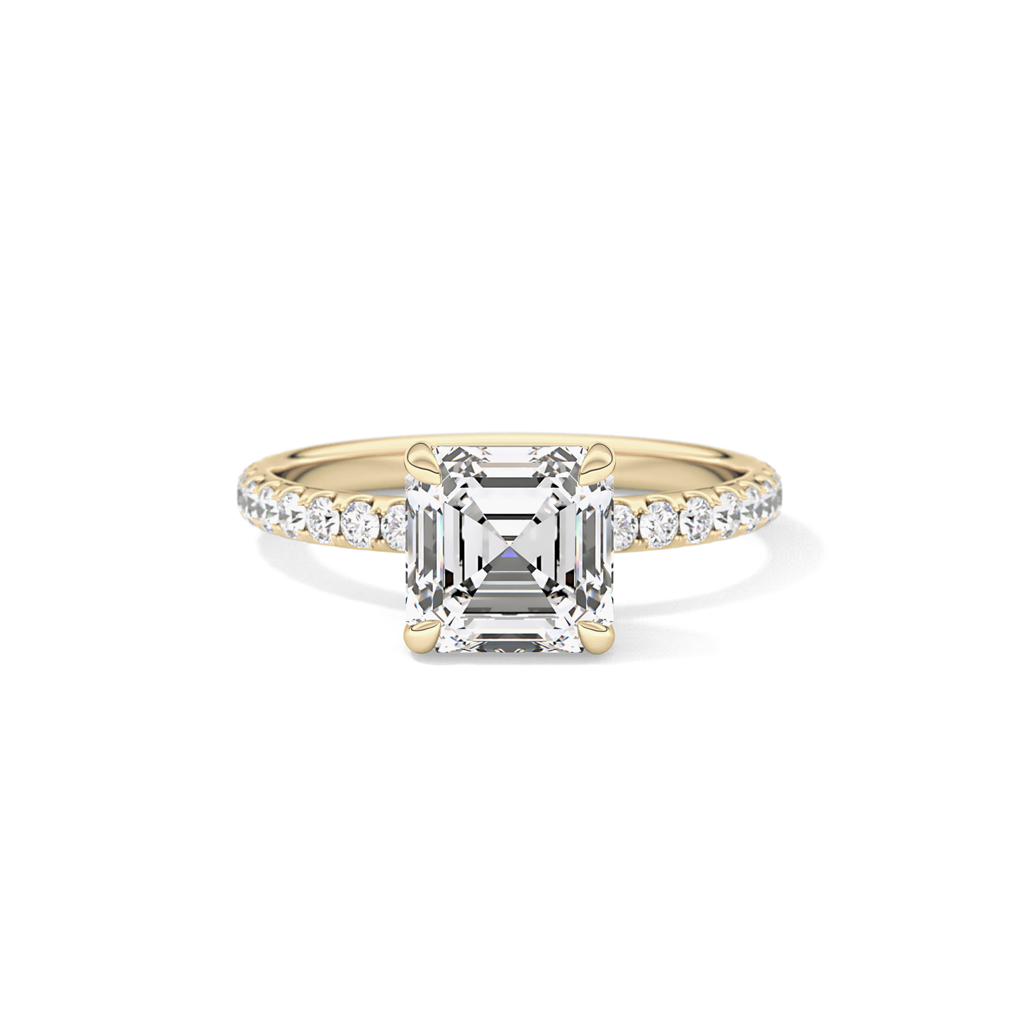 Asscher Pave Lab Grown Diamond Engagement Ring