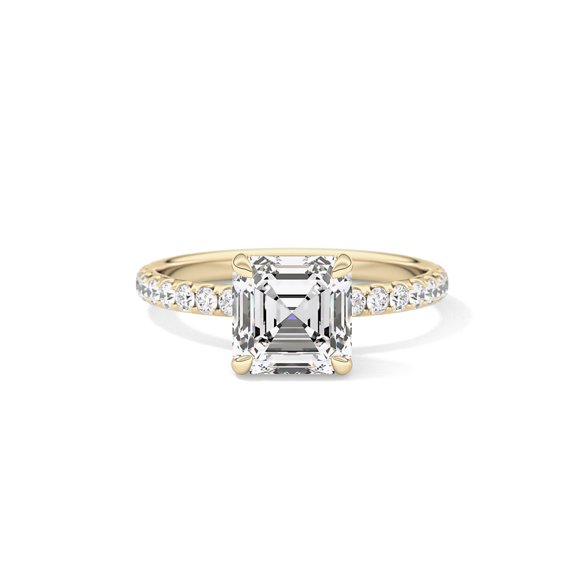 Asscher Pave Lab Grown Diamond Engagement Ring