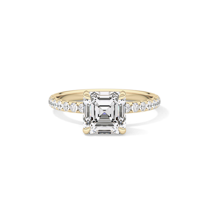 Asscher Pave Lab Grown Diamond Engagement Ring