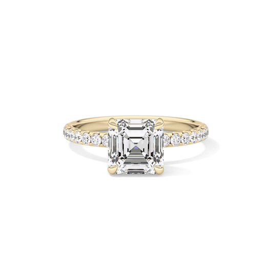 Asscher Pave Lab Grown Diamond Engagement Ring