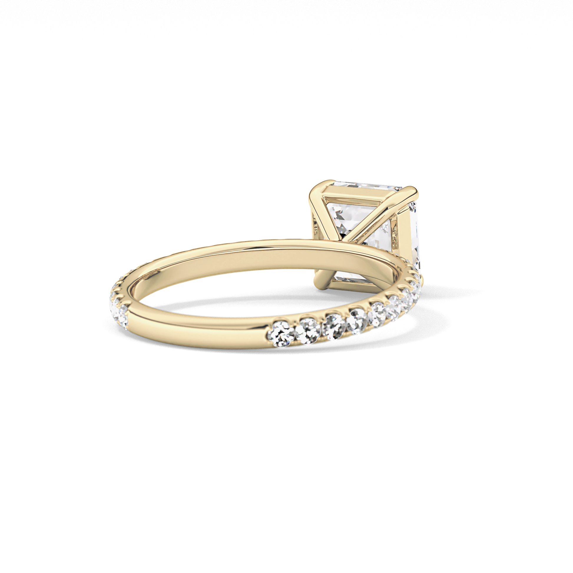Asscher Pave Lab Grown Diamond Engagement Ring