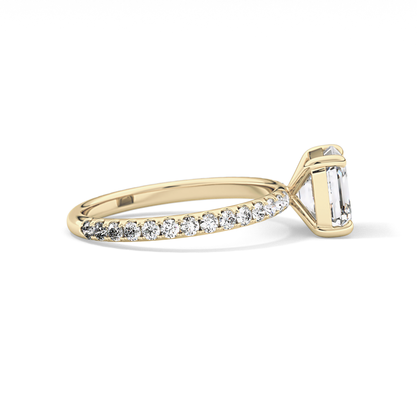 Asscher Pave Lab Grown Diamond Engagement Ring