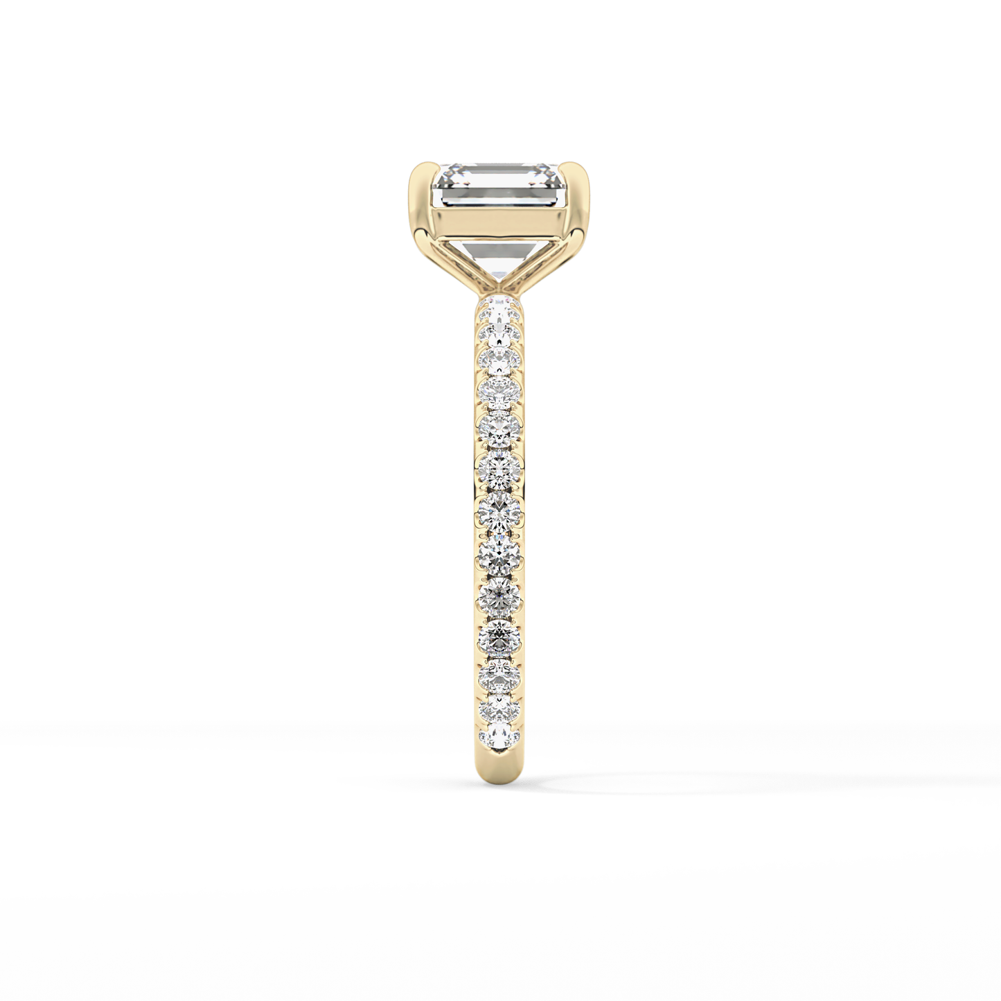 Asscher Pave Lab Grown Diamond Engagement Ring